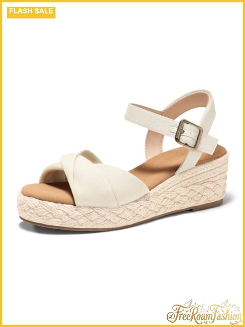Coutgo Womens Platform Wedge Sandals Espadrilles Open Toe Ankle Strap Twist